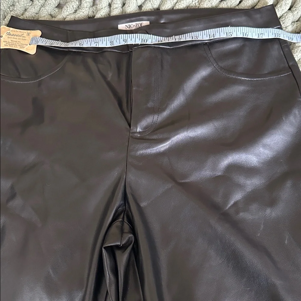 ✨ NIC+ZOE Dark Chocolate Vegan Leather Pants | Straight-Leg Luxe Fall Glam Sz 14